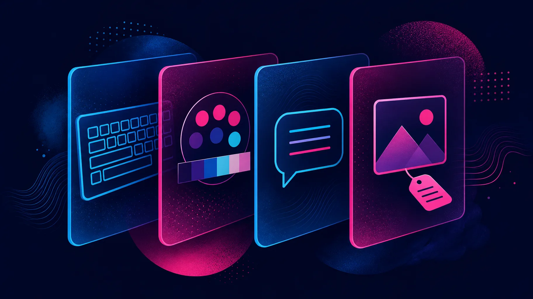 Illustration of accessible eLearning design principles: keyboard navigation, colour contrast, captions and alt text shown as interconnected design layers